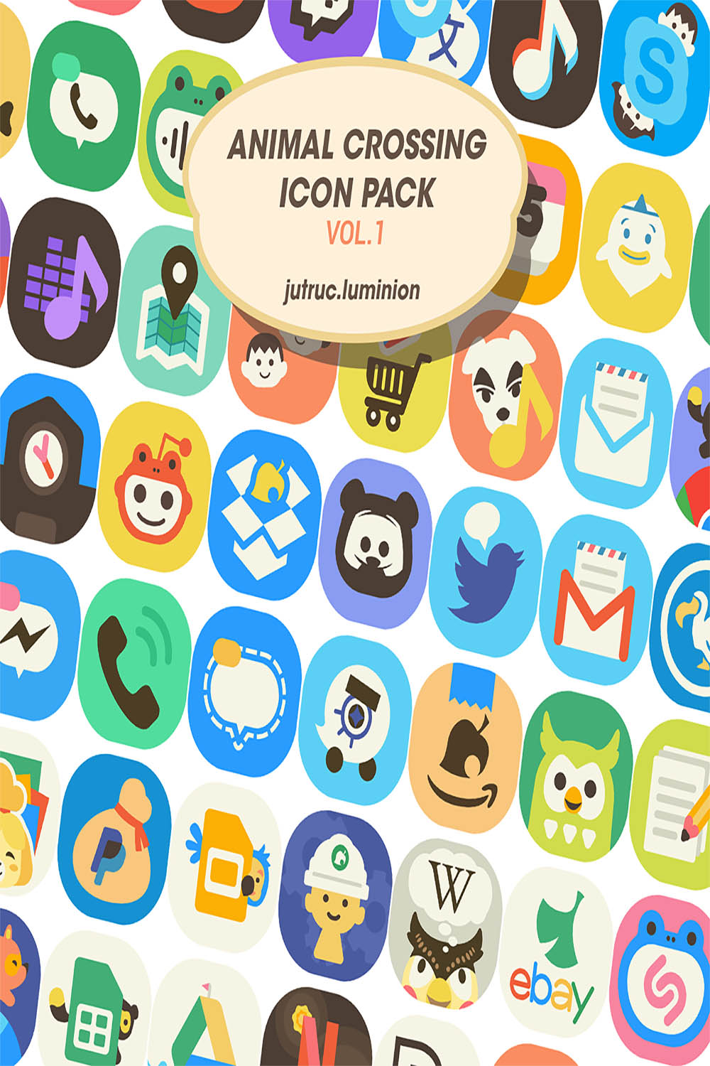 Animal Crossing Nook Phone Icon Pack pinterest preview image.