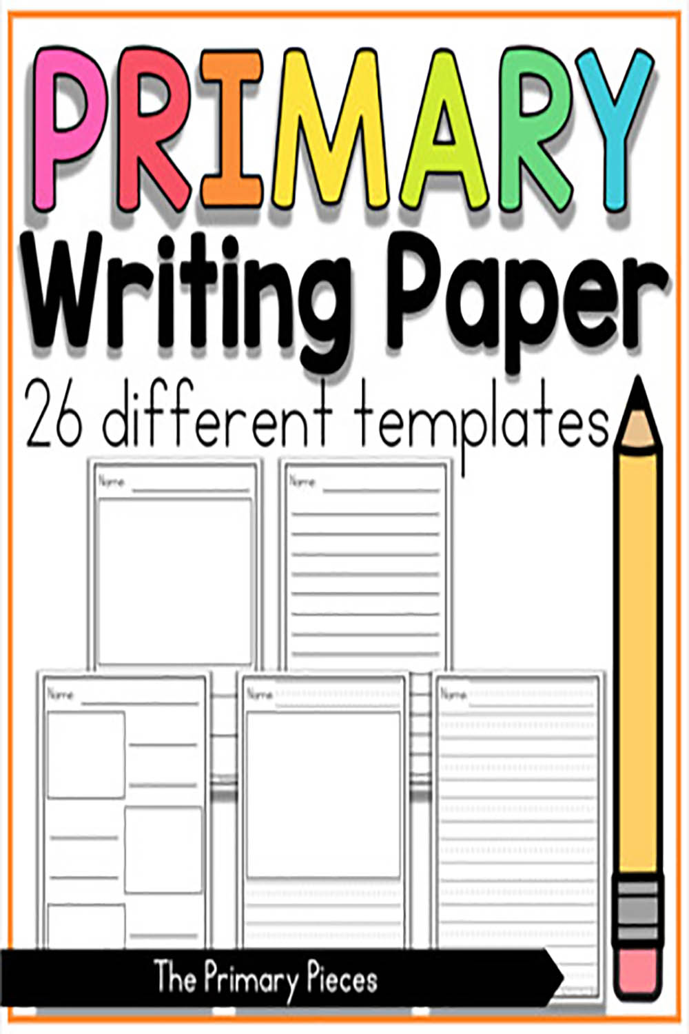 Primary Lined Writing Paper Templates Elementary Handwriting pinterest preview image.