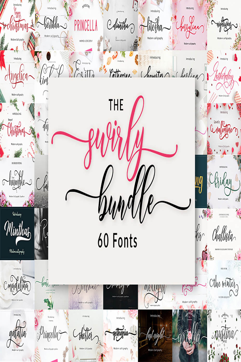 The Swirly Fonts Bundle pinterest preview image.
