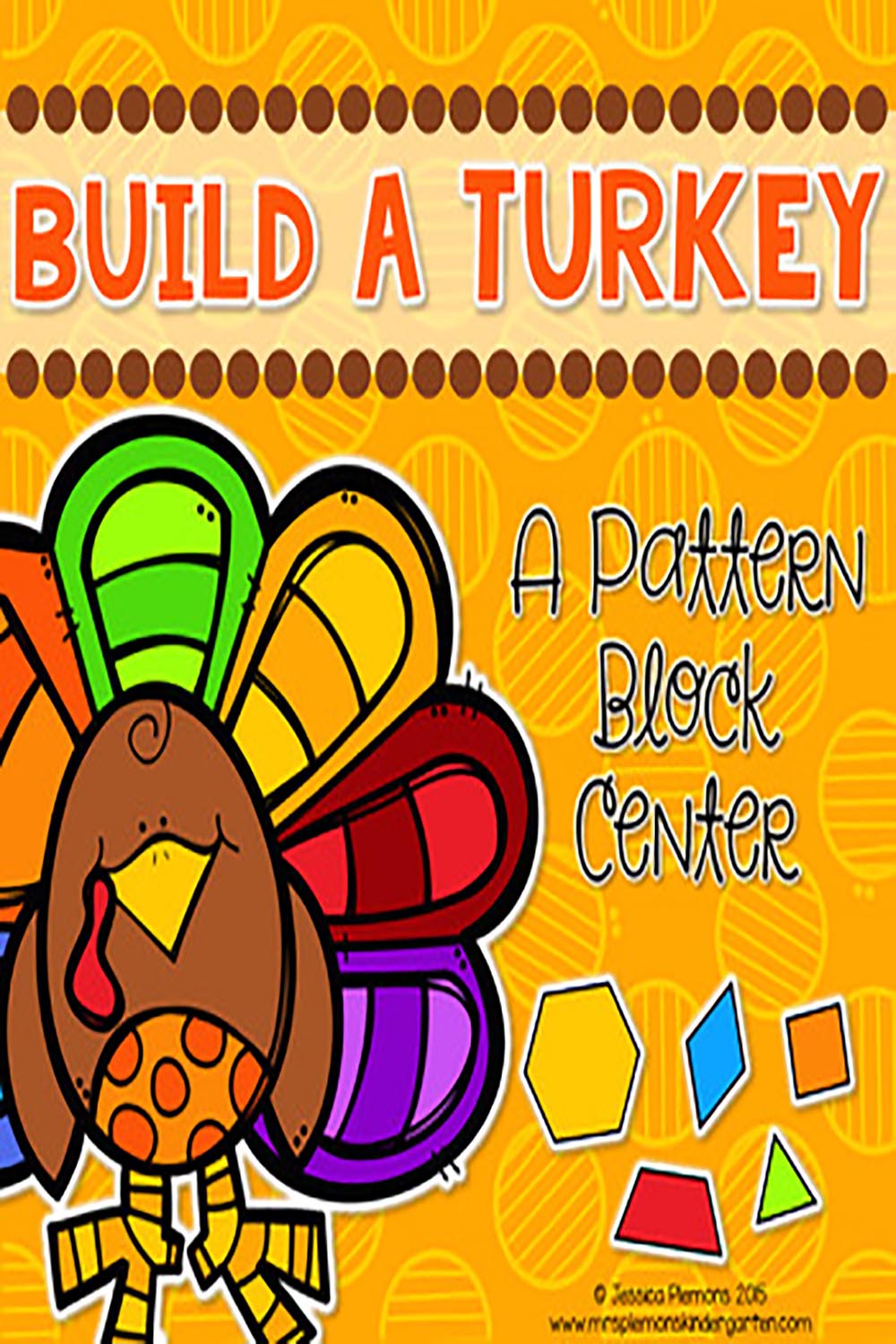 Build a Turkey: A Pattern Block Math Center pinterest preview image.