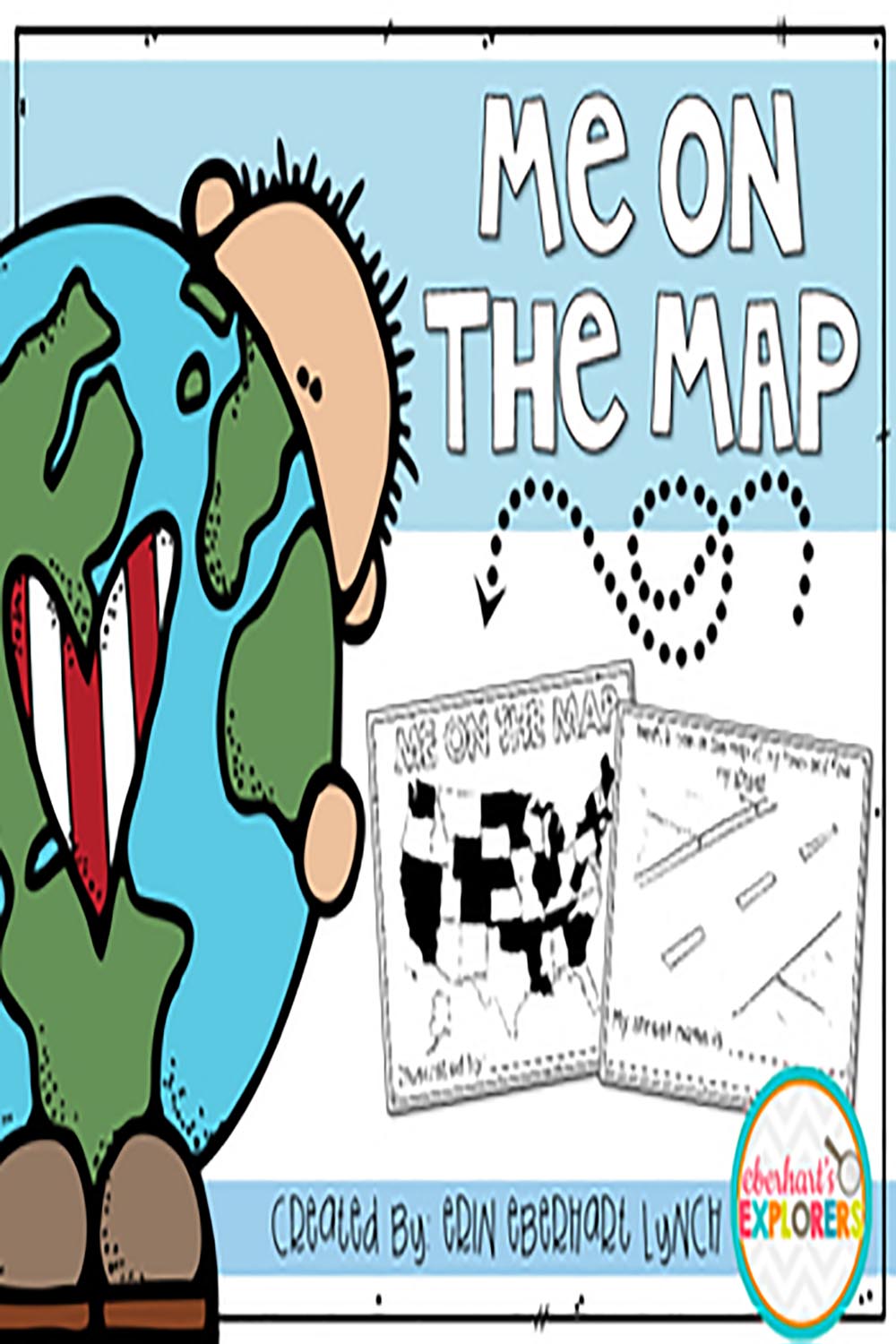 Me on the Map mini book pinterest preview image.
