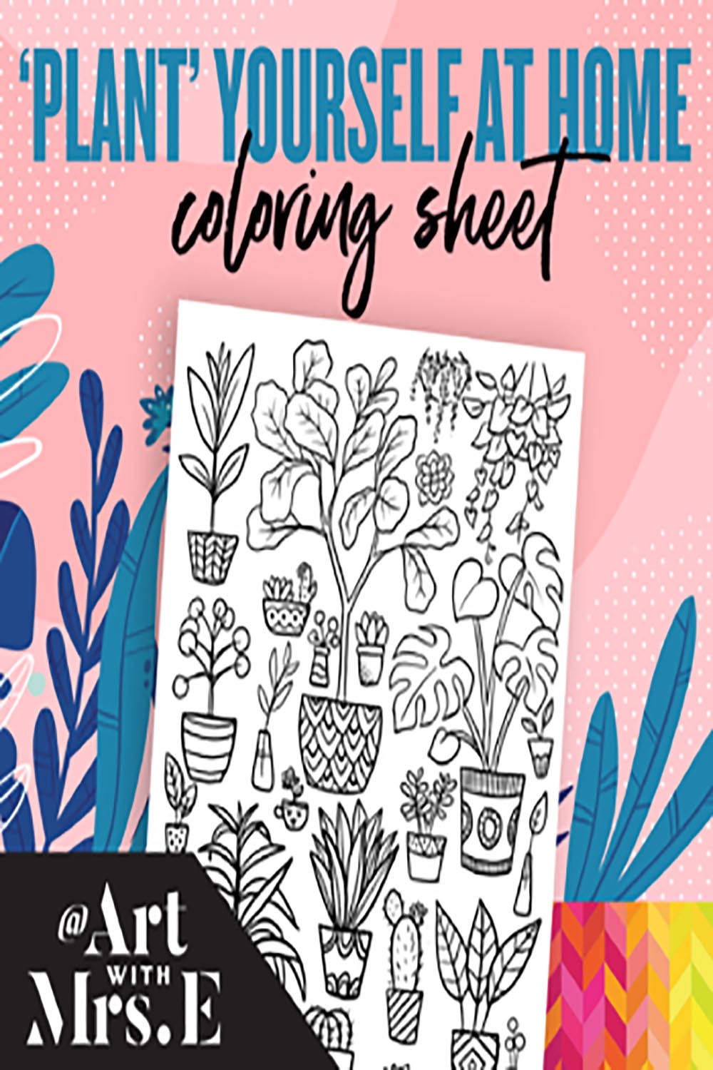 'PLANT' Yourself At Home Coloring Sheet pinterest preview image.