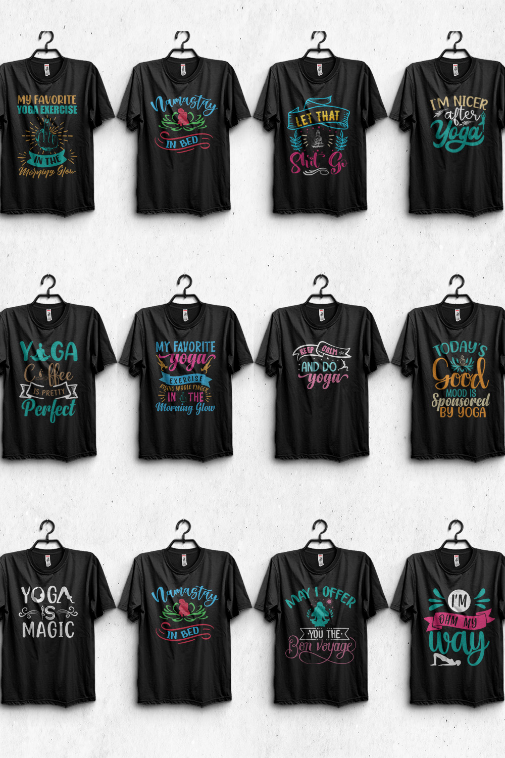 Yoga T-shirt design Bundle pinterest preview image.