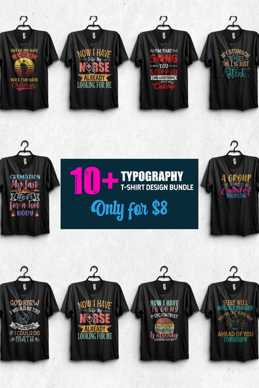 Typography T-shirt Design SVG, EPS & PNG pinterest preview image.