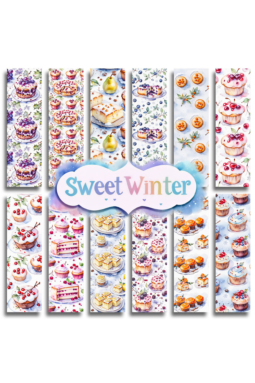 Sweet Winter: Seamless Digital Patterns pinterest preview image.