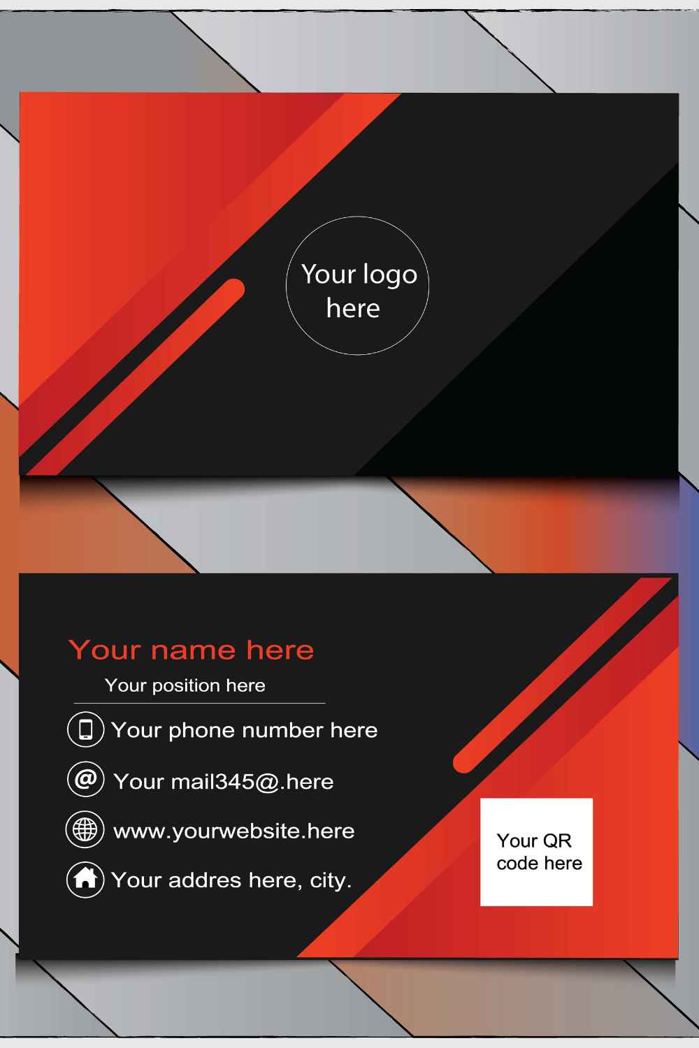 Clean and morden business card template pinterest preview image.