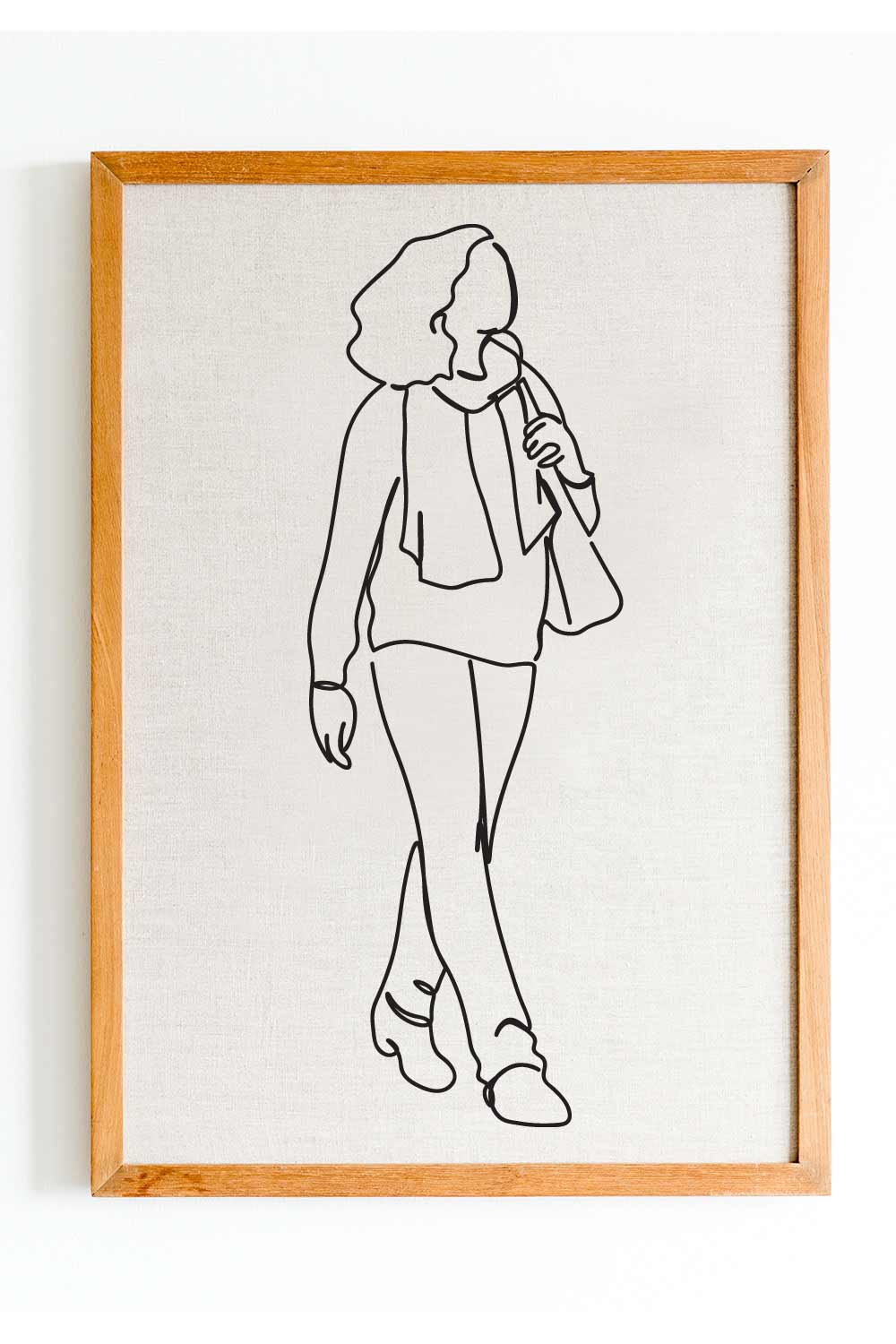 Girl walking Single Line Art Drawing For Personal Or Commercial Use pinterest preview image.