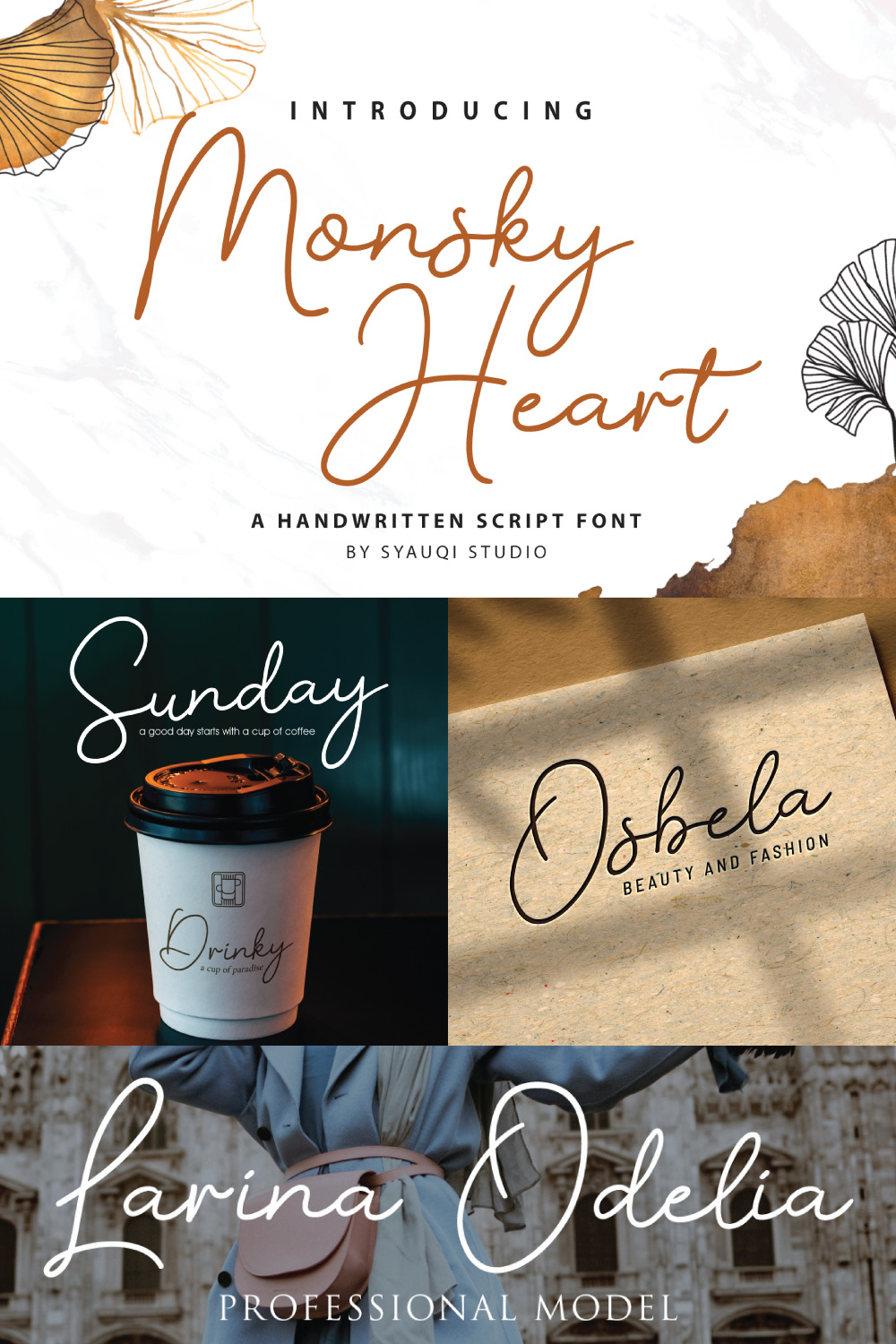 Monsky Heart, A Handwritten Script Font pinterest preview image.
