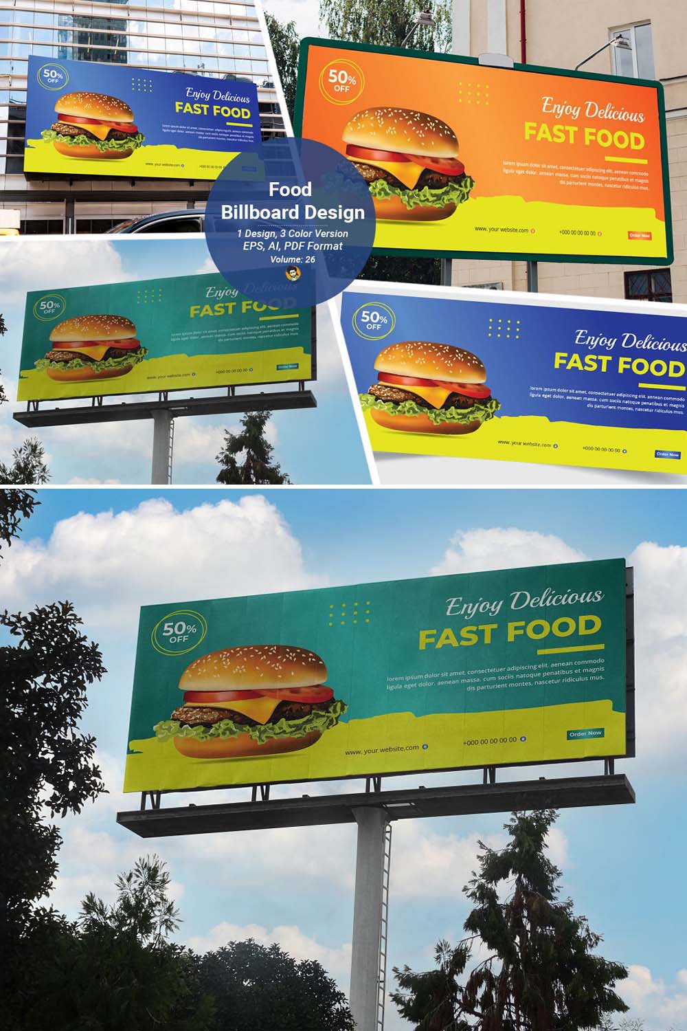 Healthy Food Billboard Design pinterest preview image.
