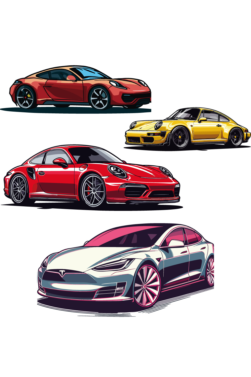 realistic vector cars collections with gradients and trancperncye, pinterest preview image.