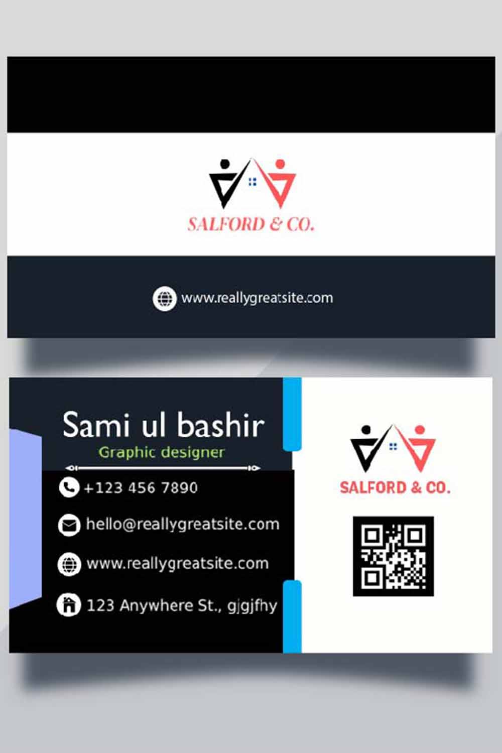 Clean and Modern professional business card template pinterest preview image.