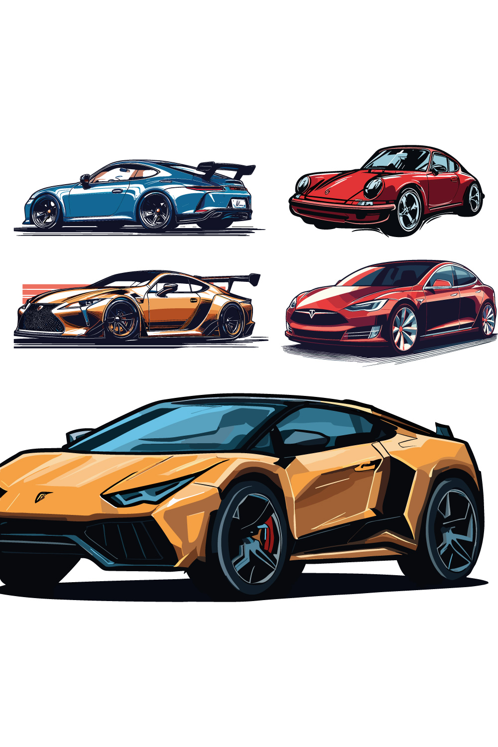 Nine colorful car selection icons in different models pinterest preview image.