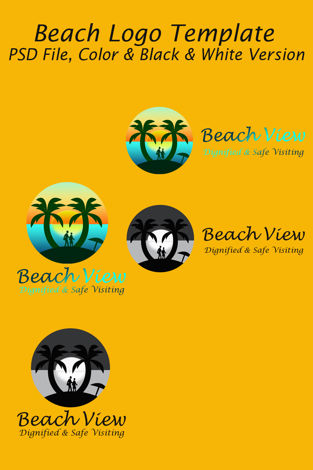 Beautiful Beach Logo Template pinterest preview image.