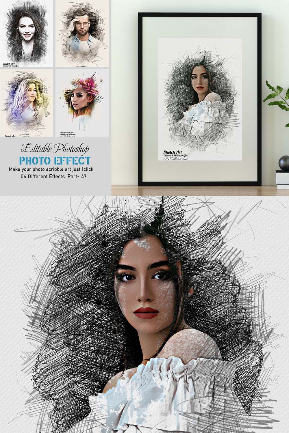 Editable Photo Template Effect pinterest preview image.