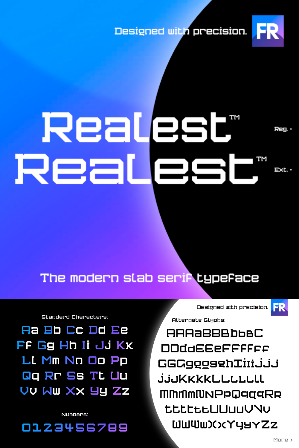 Realest | A Modern Slab Serif Font pinterest preview image.