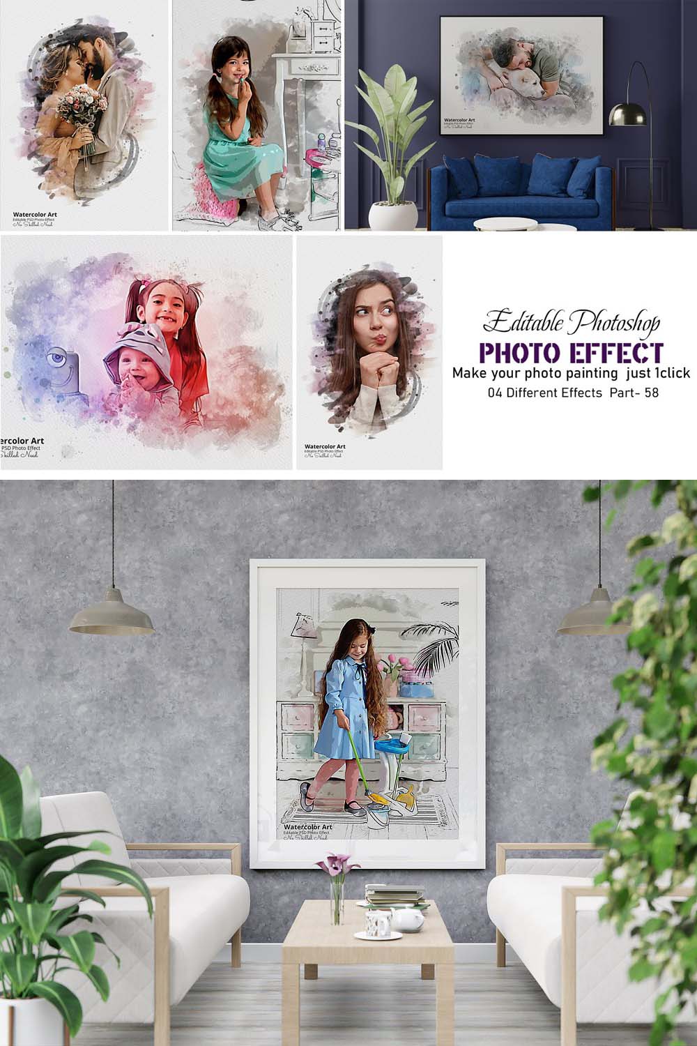 Painting Watercolor Realistic Effect pinterest preview image.