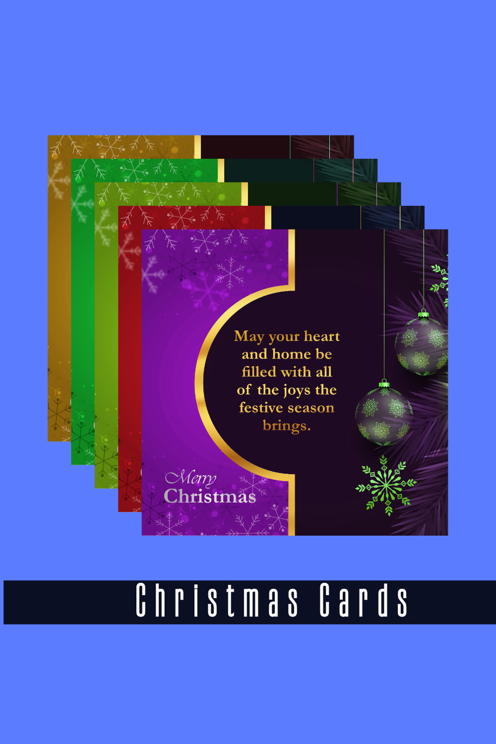 5 Beautifully Designed Vector Christmas Cards with Heartfelt Christmas Wishes pinterest preview image.