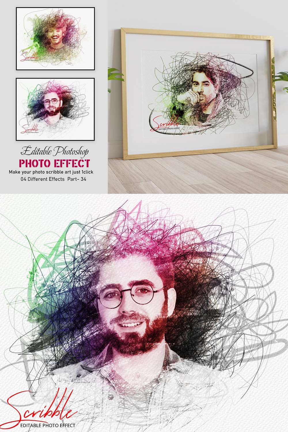 Colorful Photo Effect Scribble Art pinterest preview image.