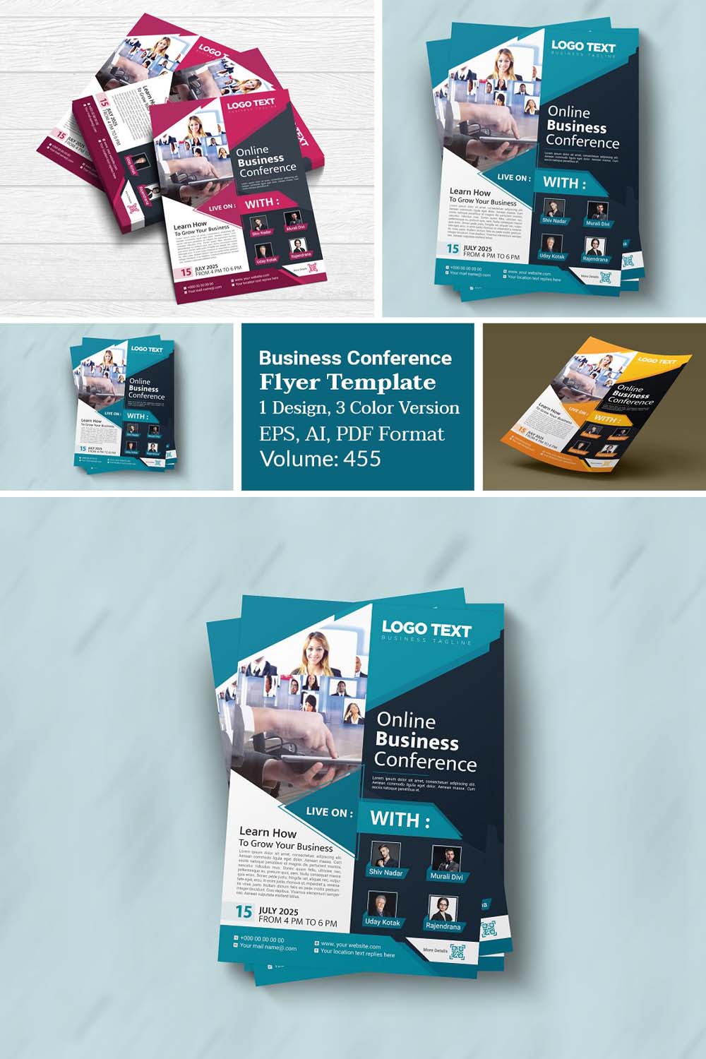 Online Business Conference Flyer pinterest preview image.