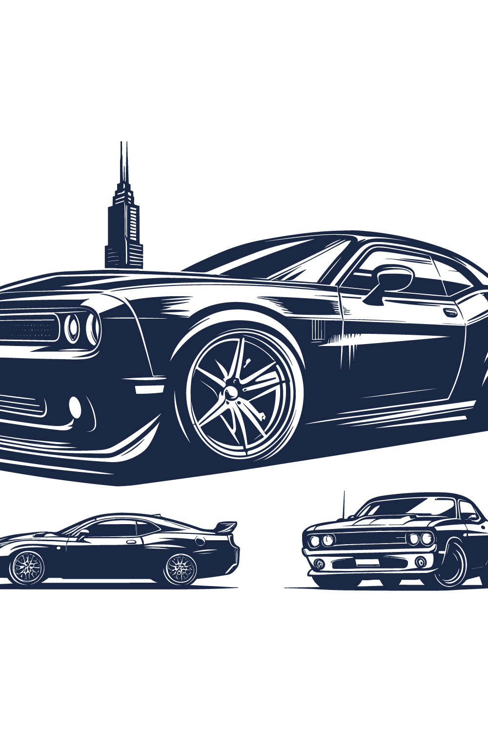 vector sports cars bunble sketch on a white background pinterest preview image.