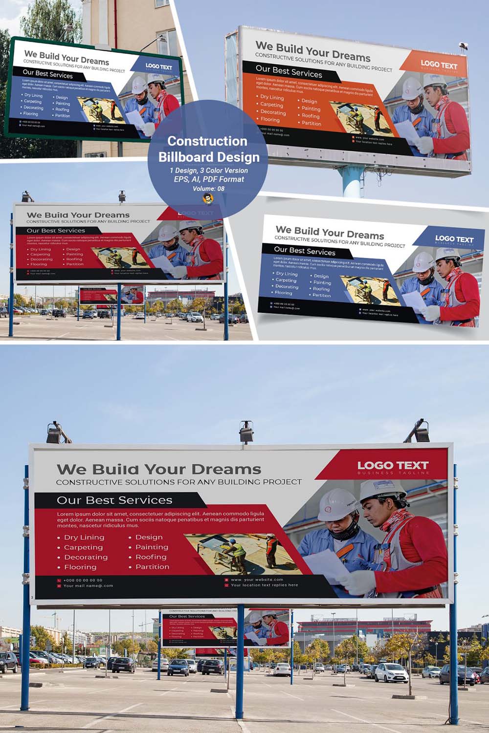 Construction Billboard Template pinterest preview image.