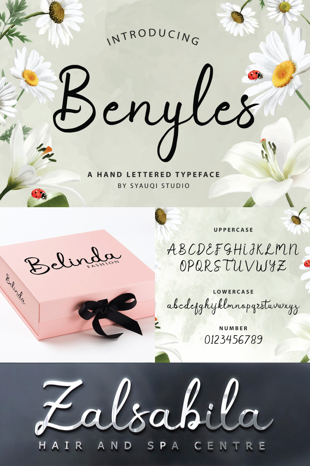 Benyles, A Hand Lettered Script Font pinterest preview image.