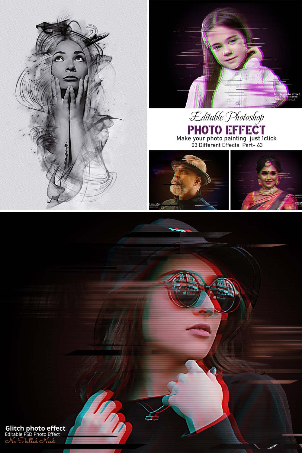 Smoke & Glitch Photo Effect pinterest preview image.