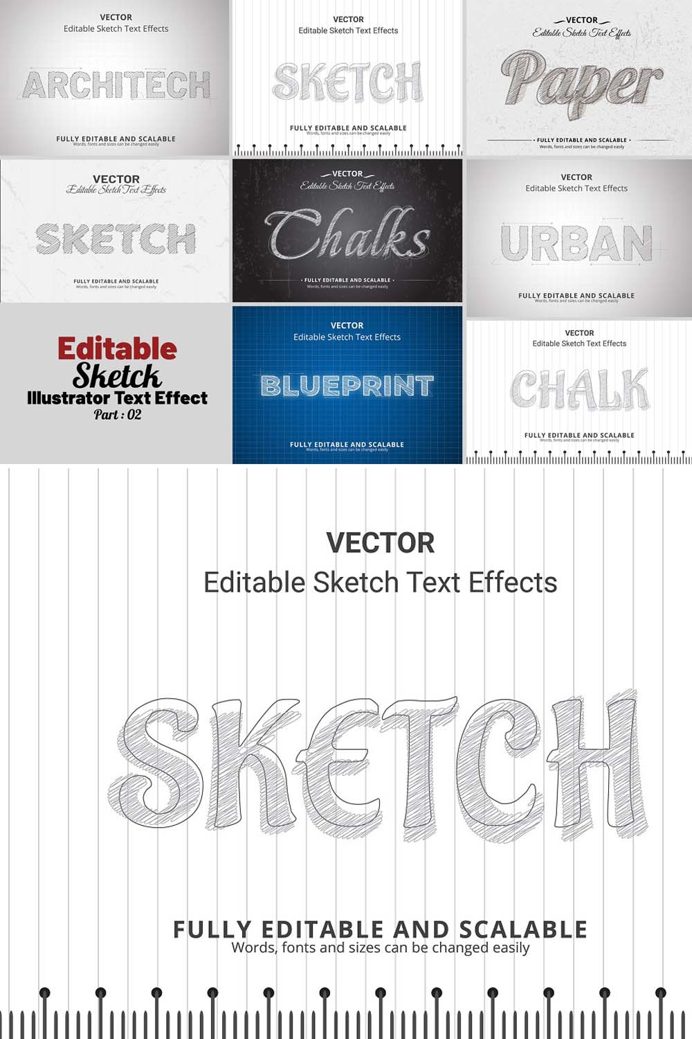 Editable Vector Text Effect pinterest preview image.