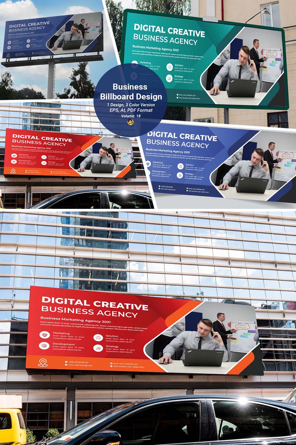 Business Billboard Template pinterest preview image.