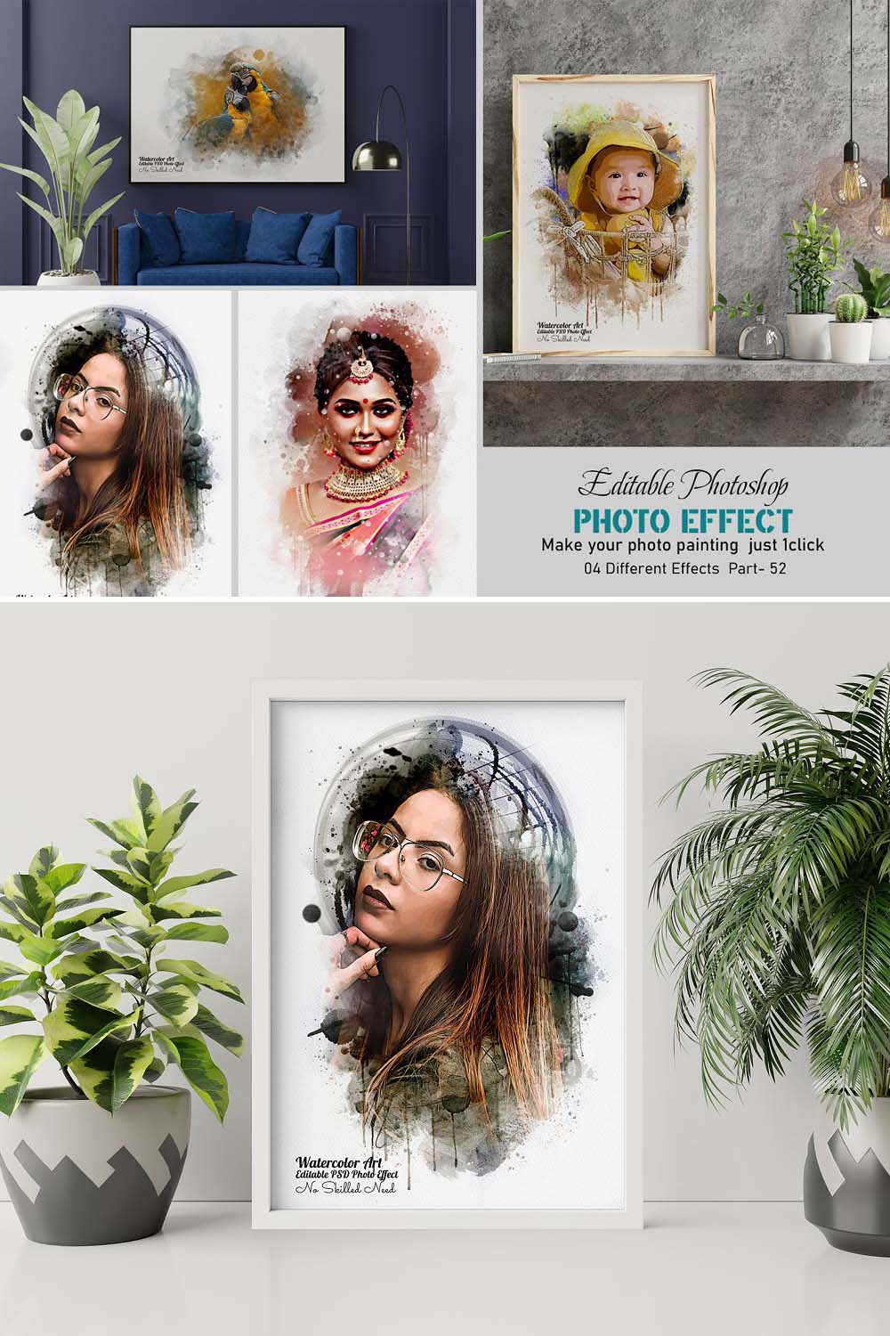 Editable Painting Photo Effect pinterest preview image.