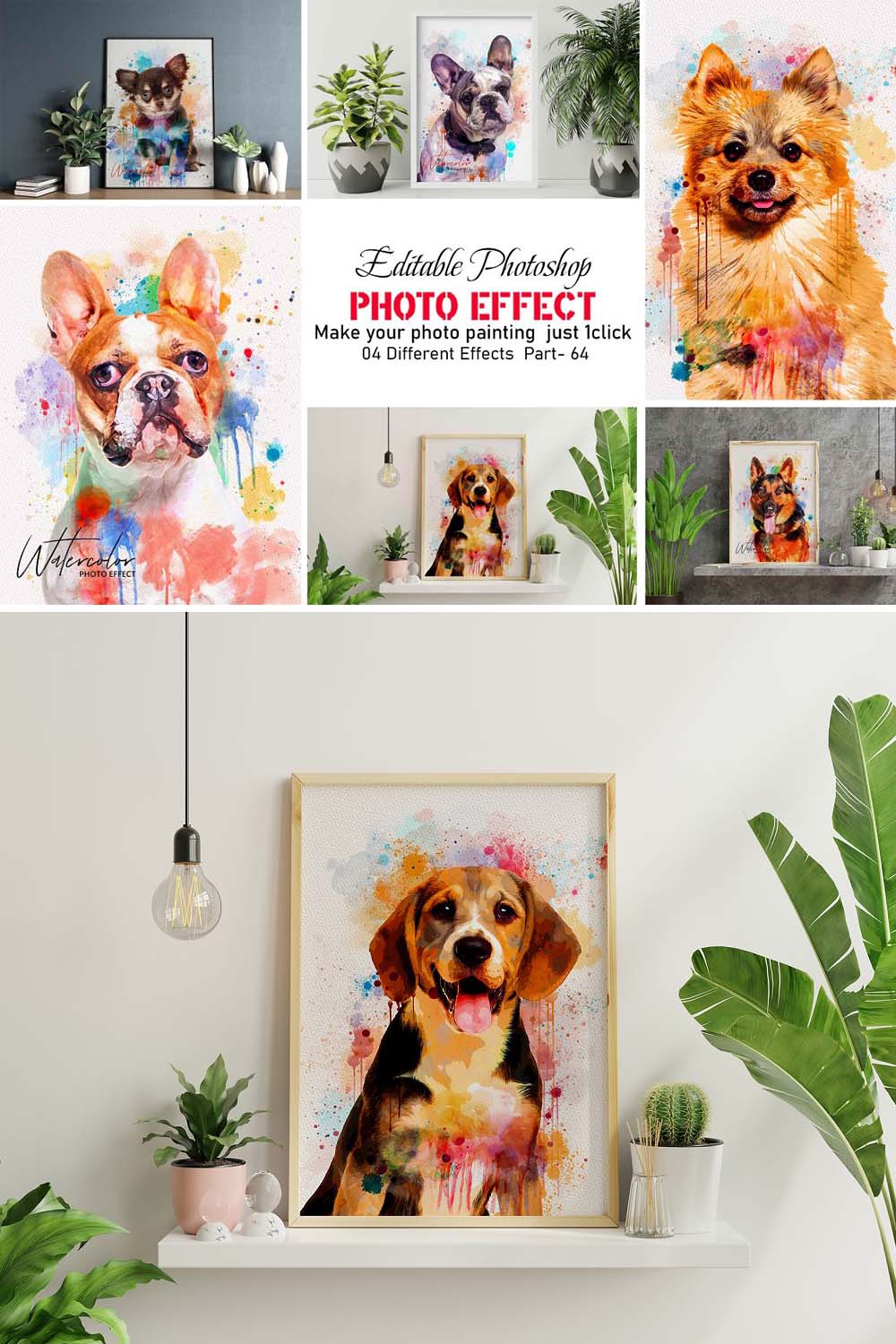 Watercolor Dog Painting Photo Effect pinterest preview image.