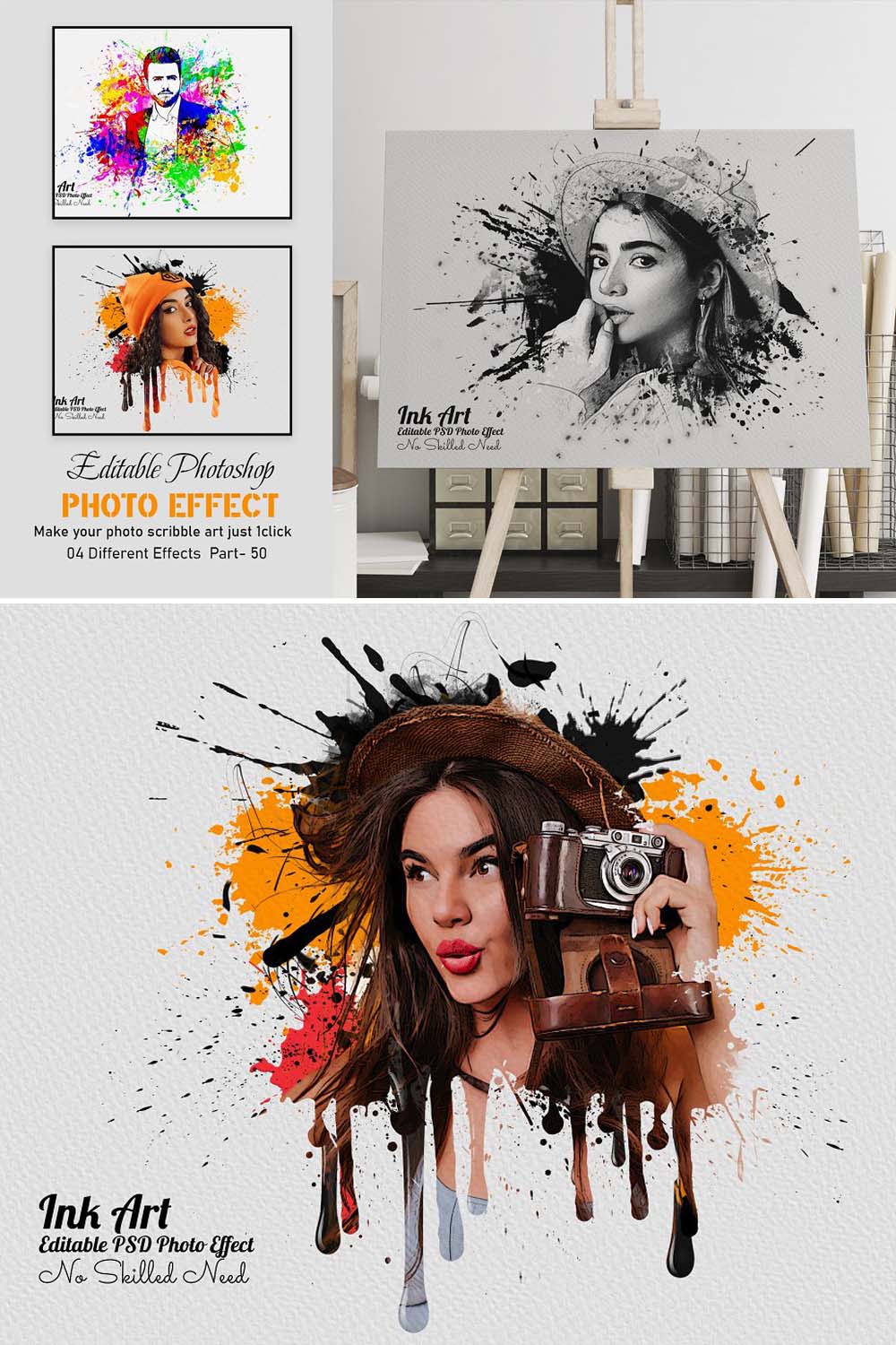 Ink Art Photoshop Photo Effect pinterest preview image.