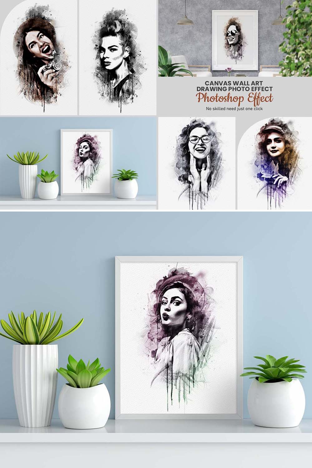 Canvas Wall Art Drawing Effect pinterest preview image.