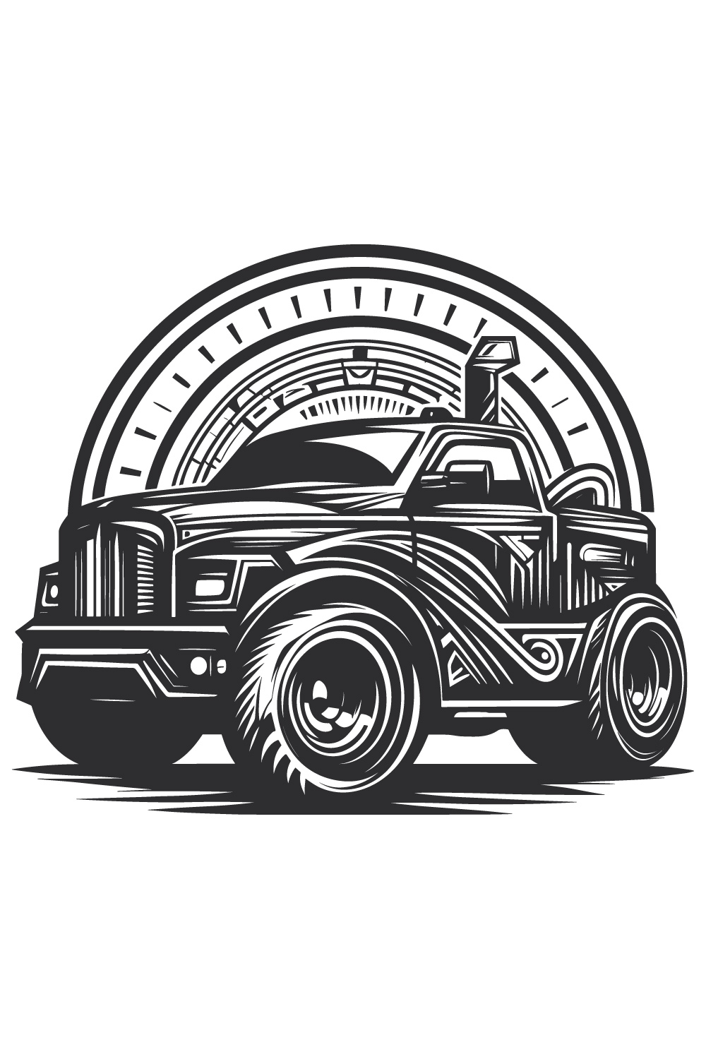Retro muscle car vector illustration pinterest preview image.