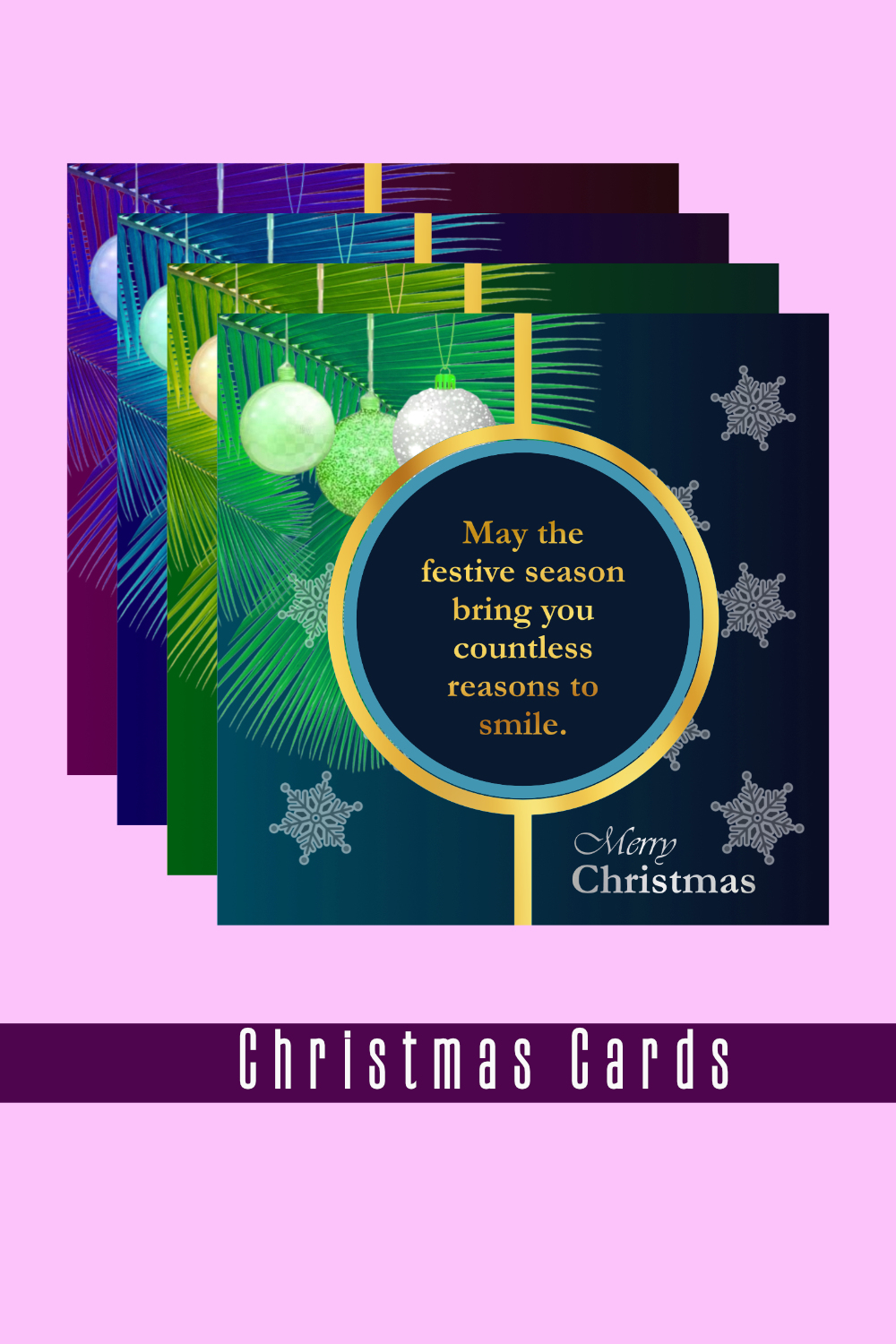 4 Beautifully Designed Vector Christmas Cards with Heartfelt Christmas Wishes pinterest preview image.