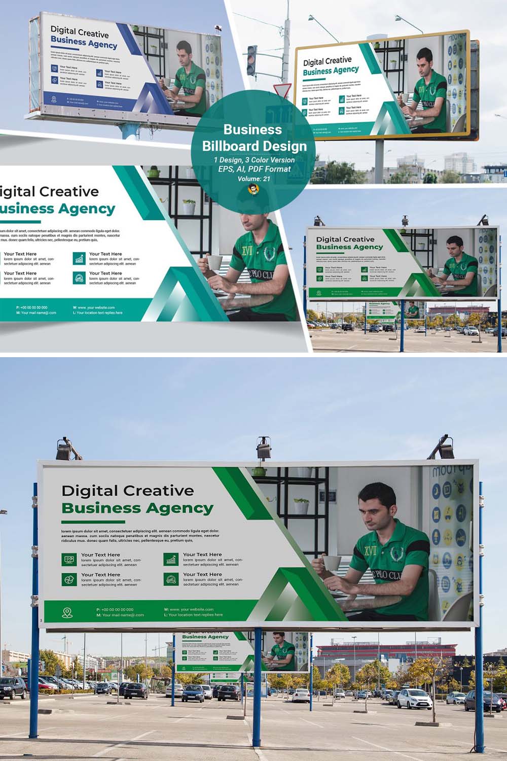 Business Billboard Design Template pinterest preview image.