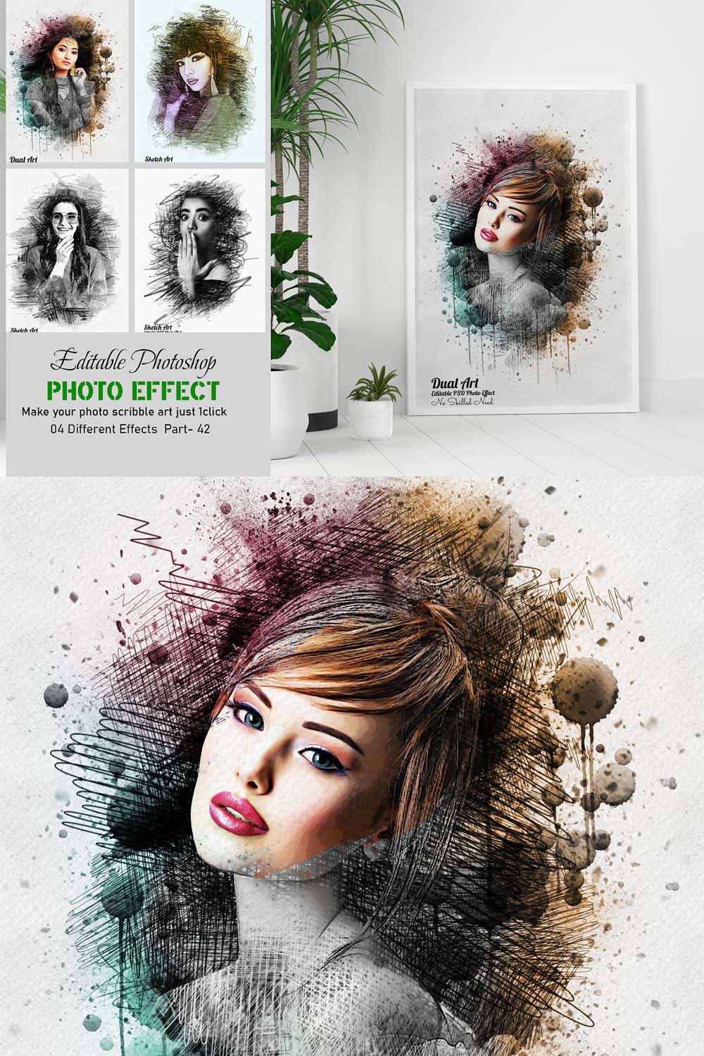 Editable Photo Art Effect pinterest preview image.