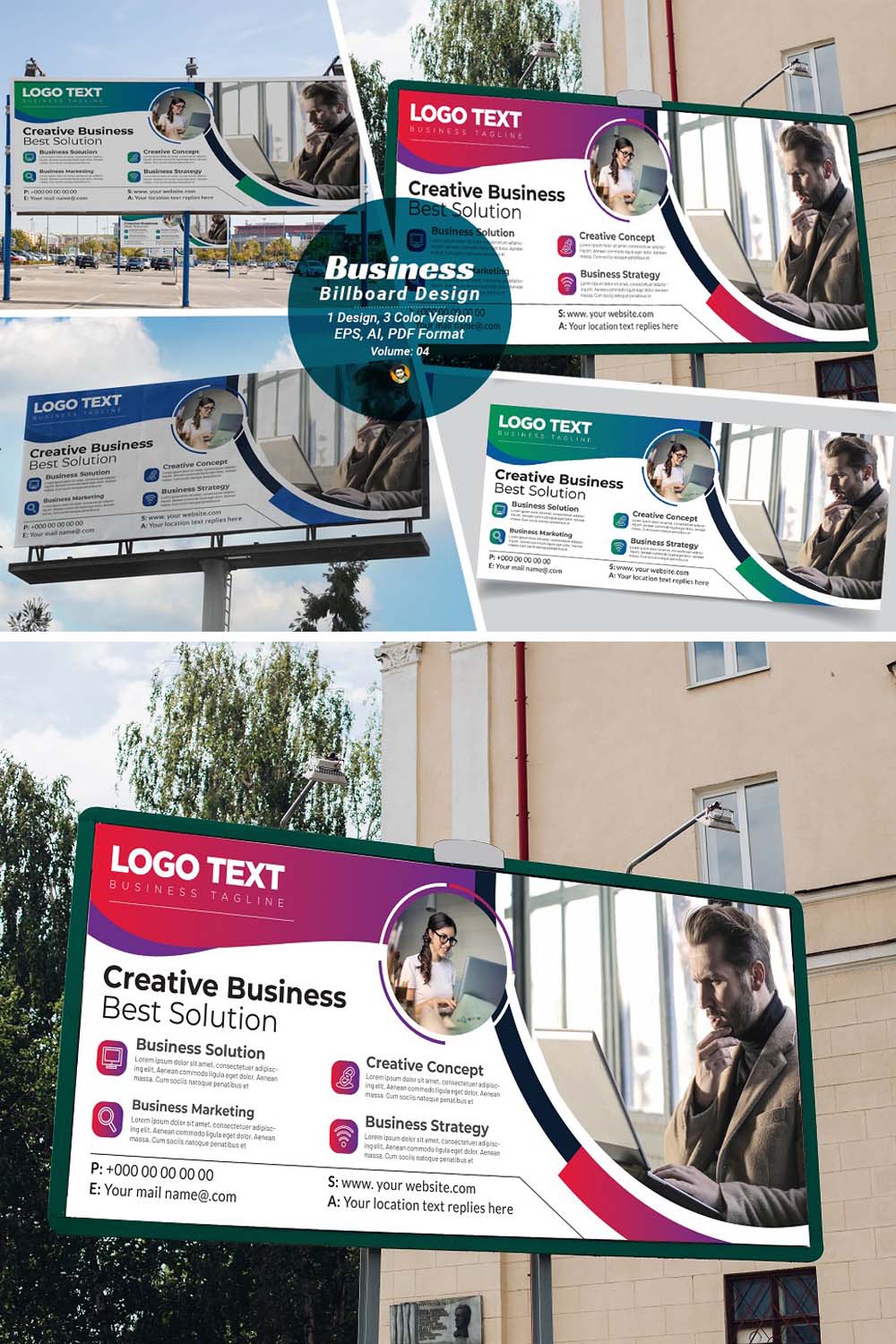 Corporate Billboard Template V-04 pinterest preview image.