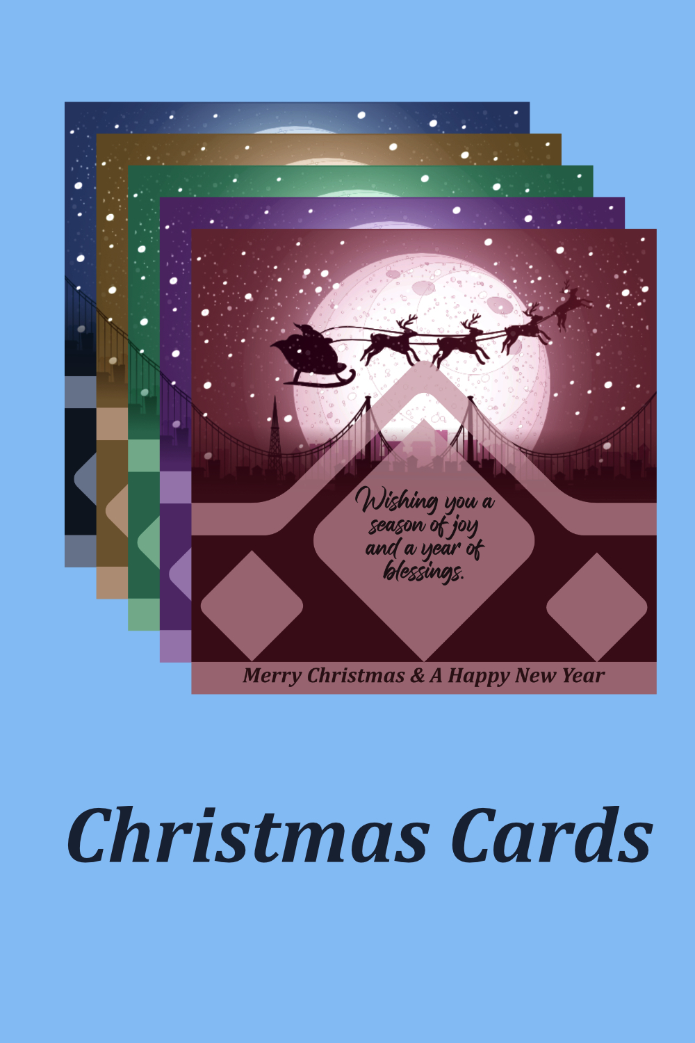 5 Beautifully Designed Vector Christmas Cards with Inspiring Christmas Wishes pinterest preview image.