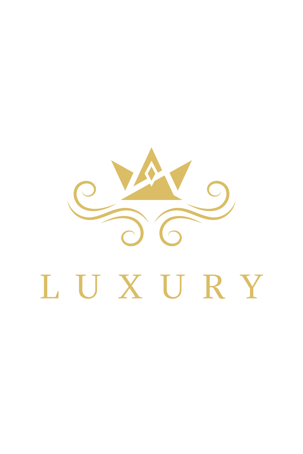 Royal crown vector icon logo template for luxury business pinterest preview image.