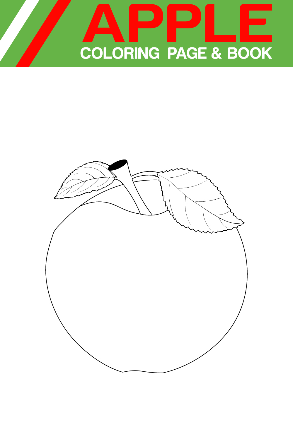 Apple Fruits Coloring Book Adults pinterest preview image.