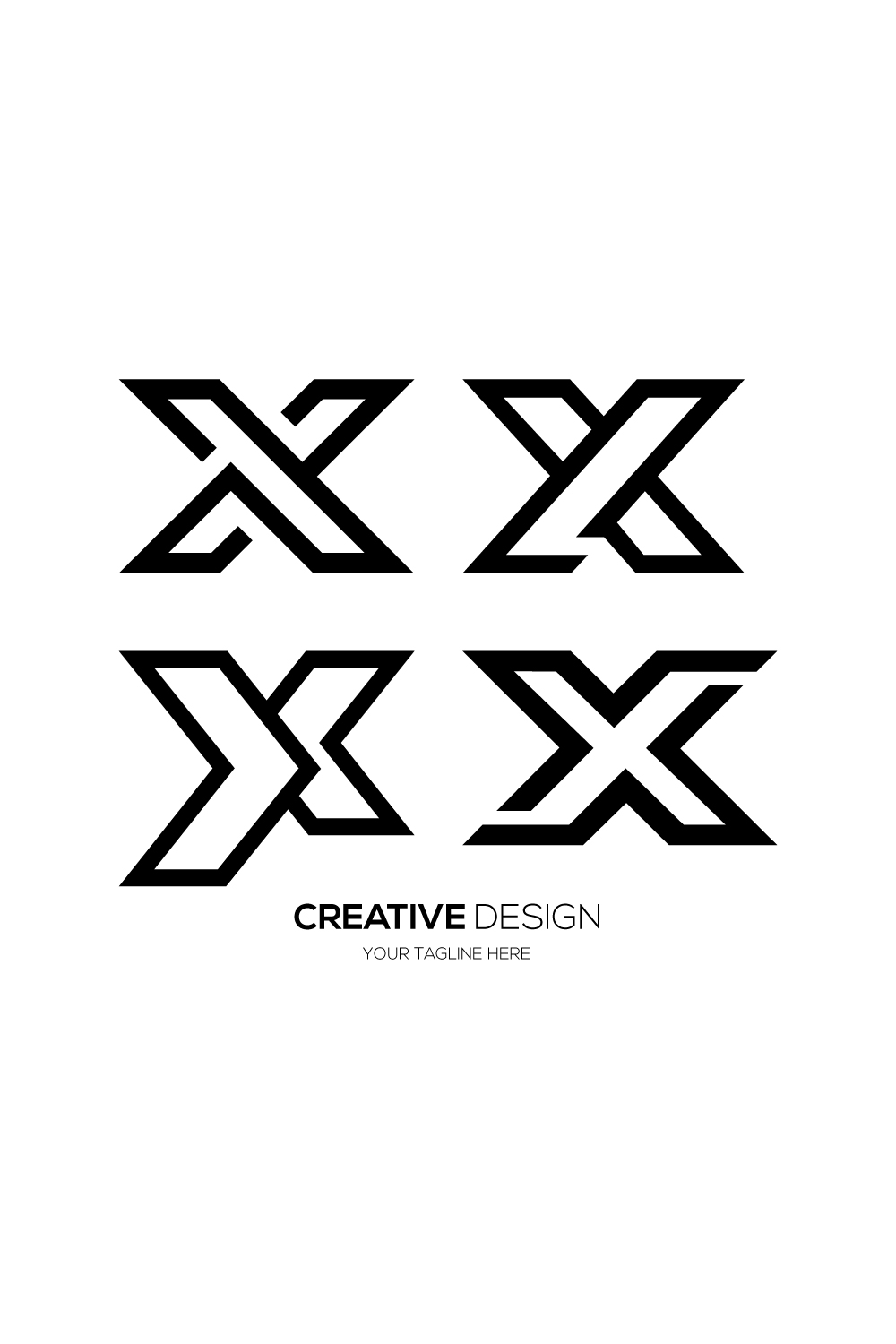 Set of letter X modern shape logo design concept isolated on balck White background pinterest preview image.