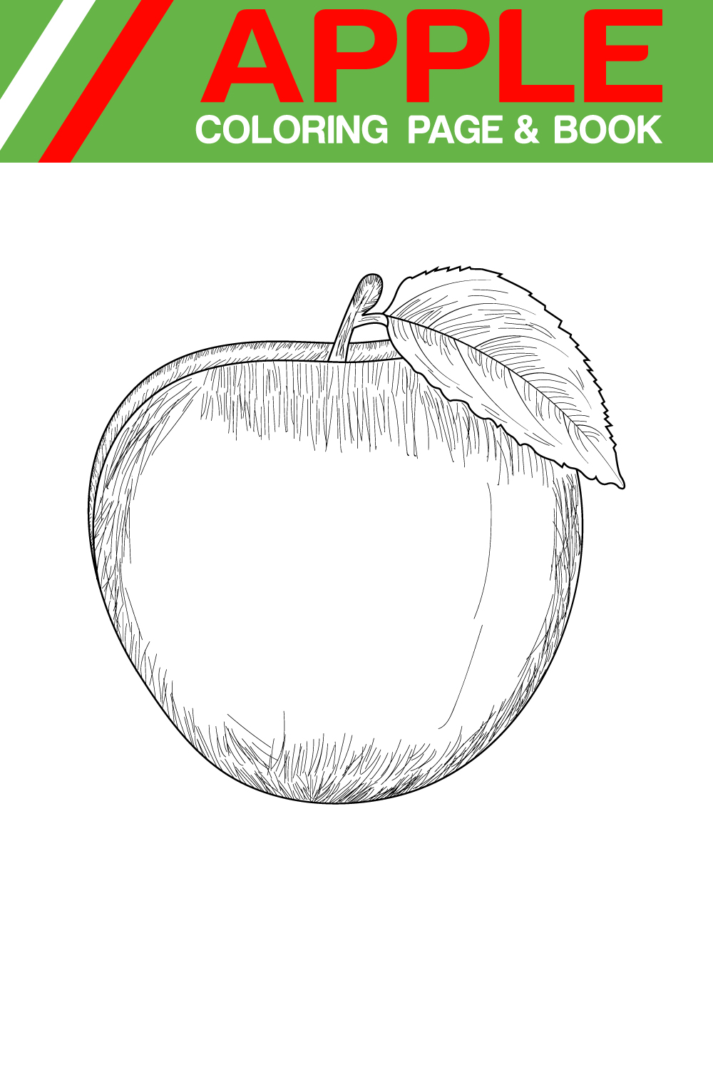apple fruits Line art coloring page for adults pinterest preview image.