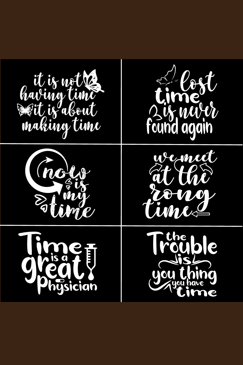Unique Time Typography t-shirt design bundle for everyone pinterest preview image.