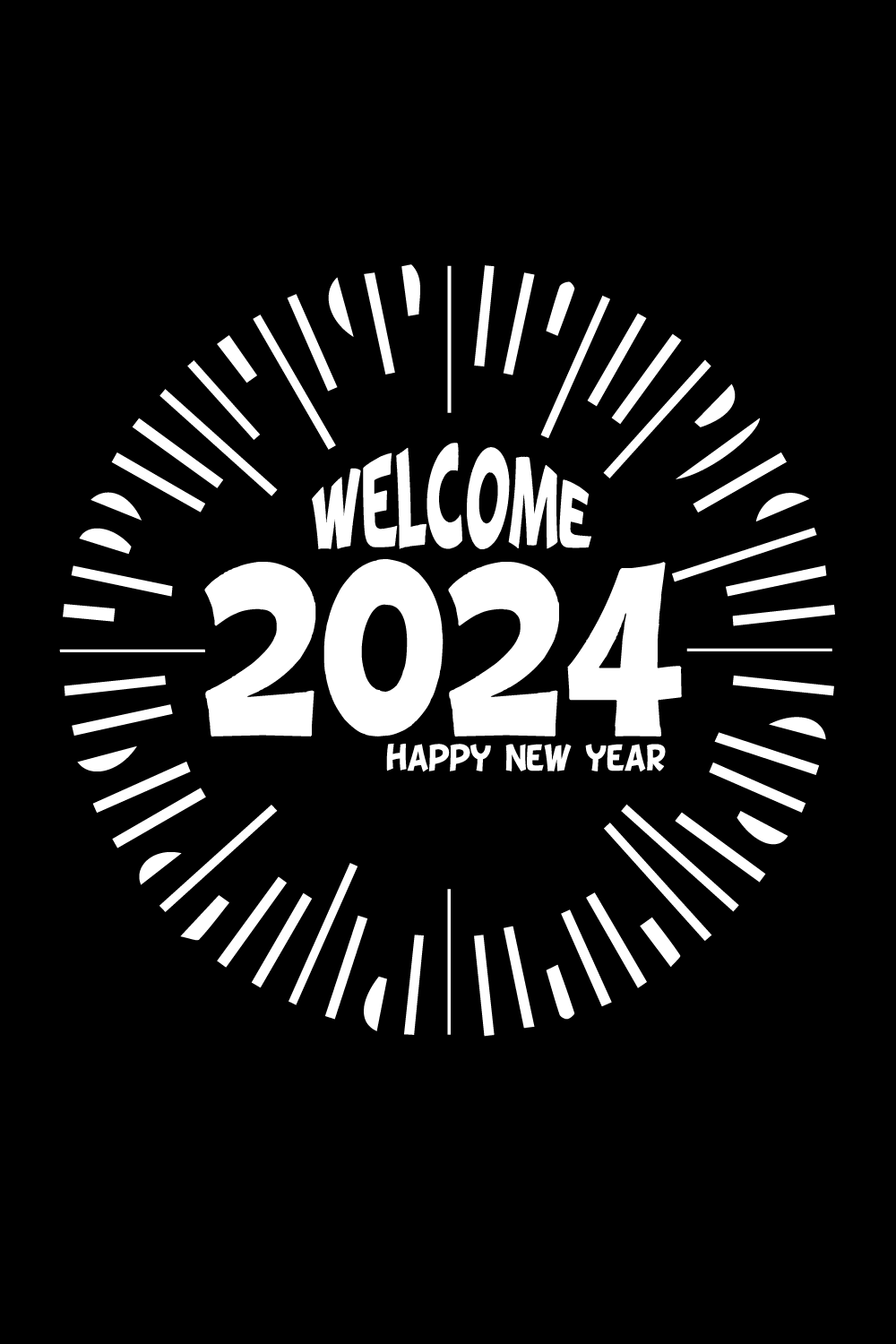 Happy new year 2024 Typography t-shirt design for everyone pinterest preview image.