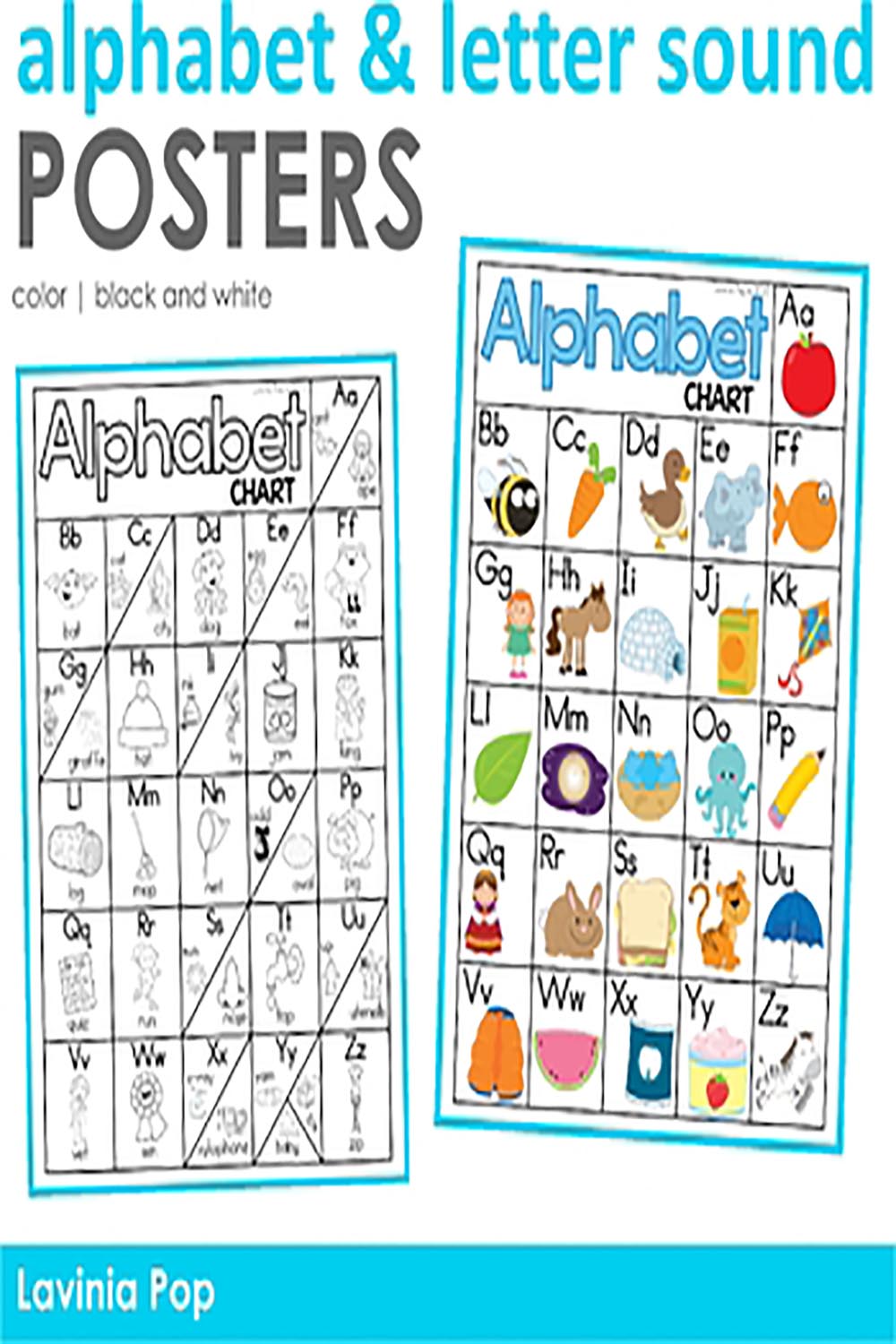 Alphabet and Letter Sounds Posters | Phonics Anchor Charts pinterest preview image.