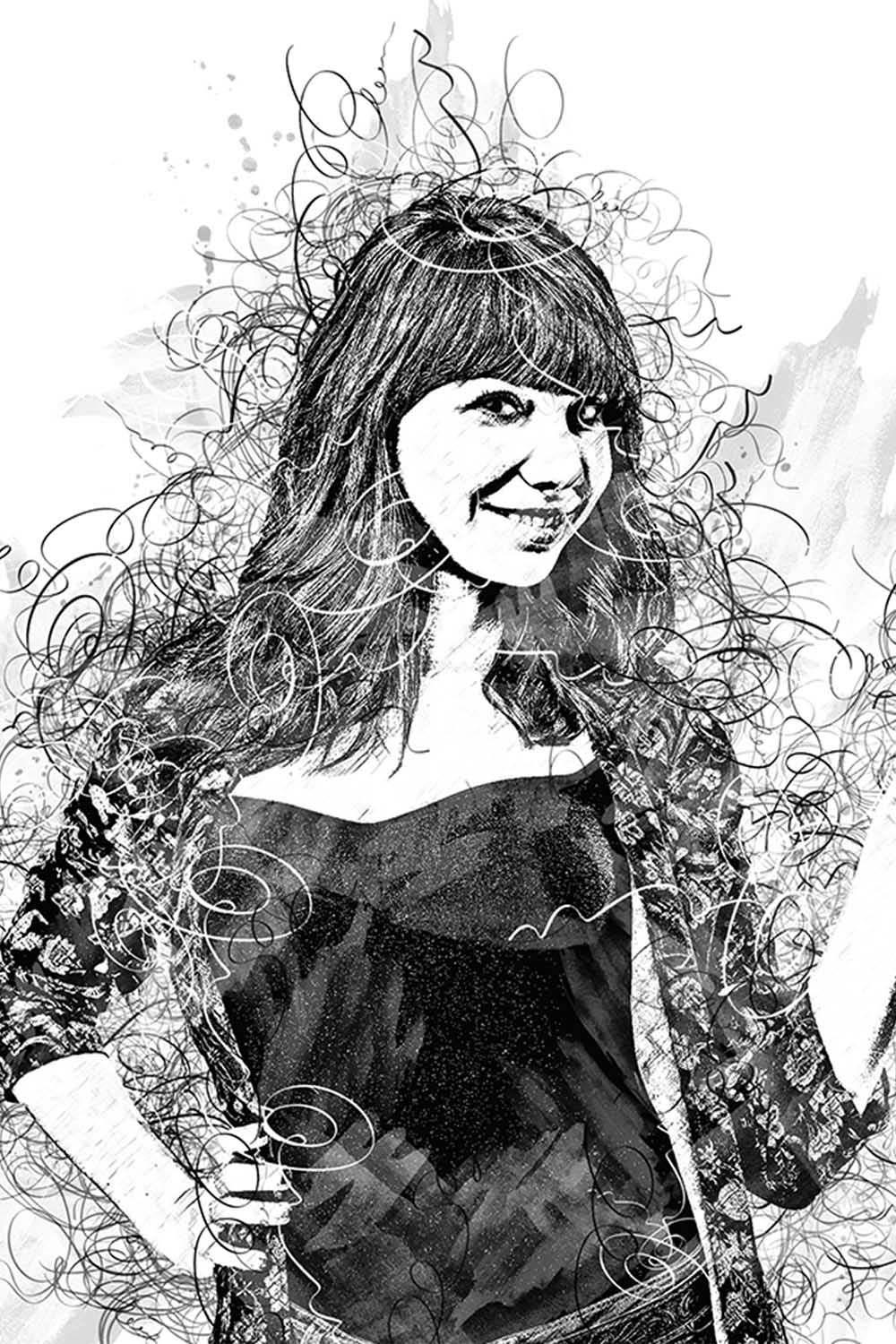 Twisted Sketch Drawing Photoshop Action pinterest preview image.