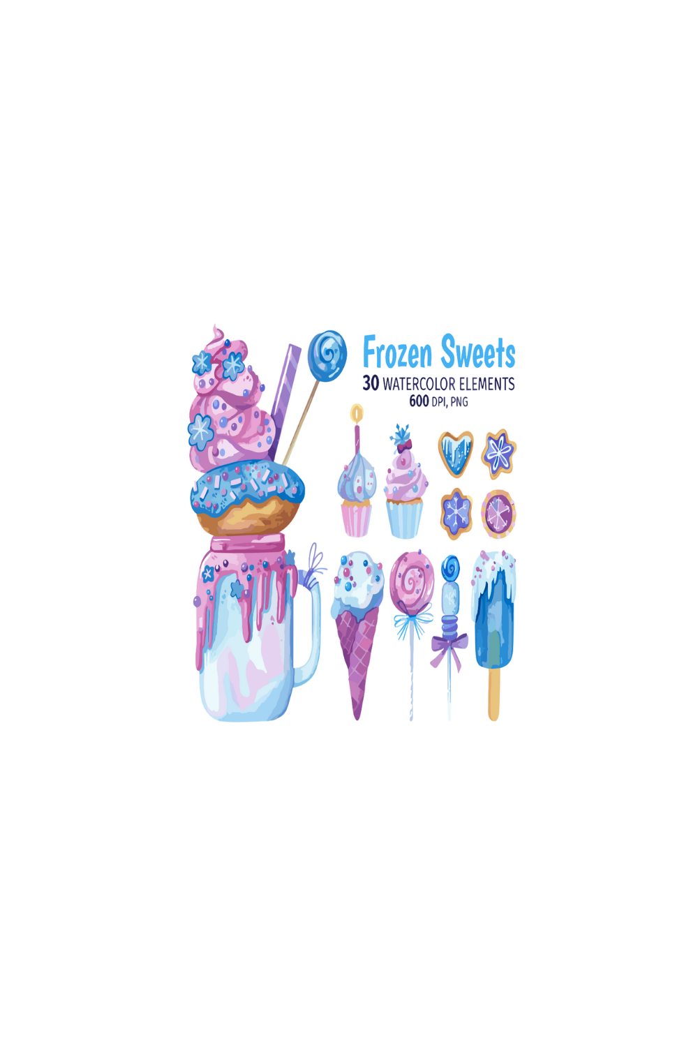 Watercolor Frozen Sweets Clipart pinterest preview image.