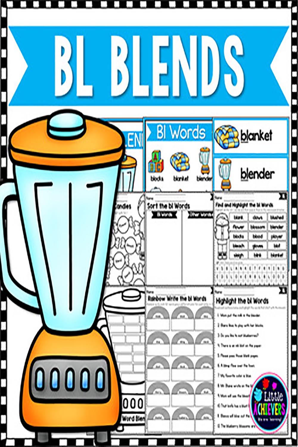 Consonant Beginning L Blends Worksheets: Bl Blend Kindergarten 1st Grade Phonics pinterest preview image.