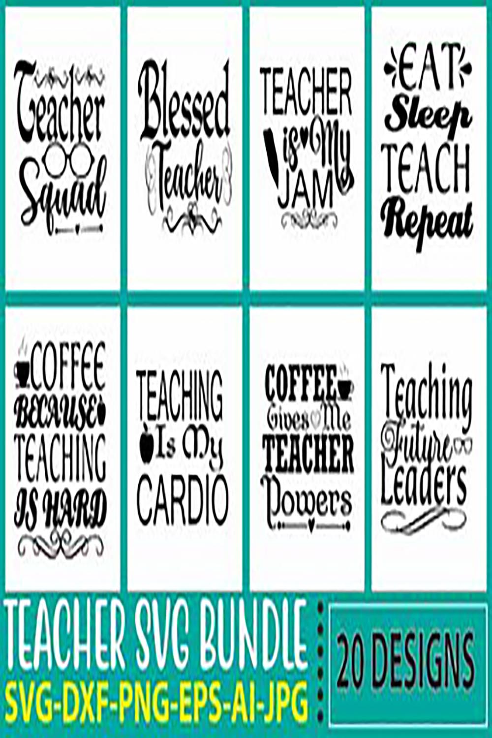 Teacher SVG Bundle pinterest preview image.